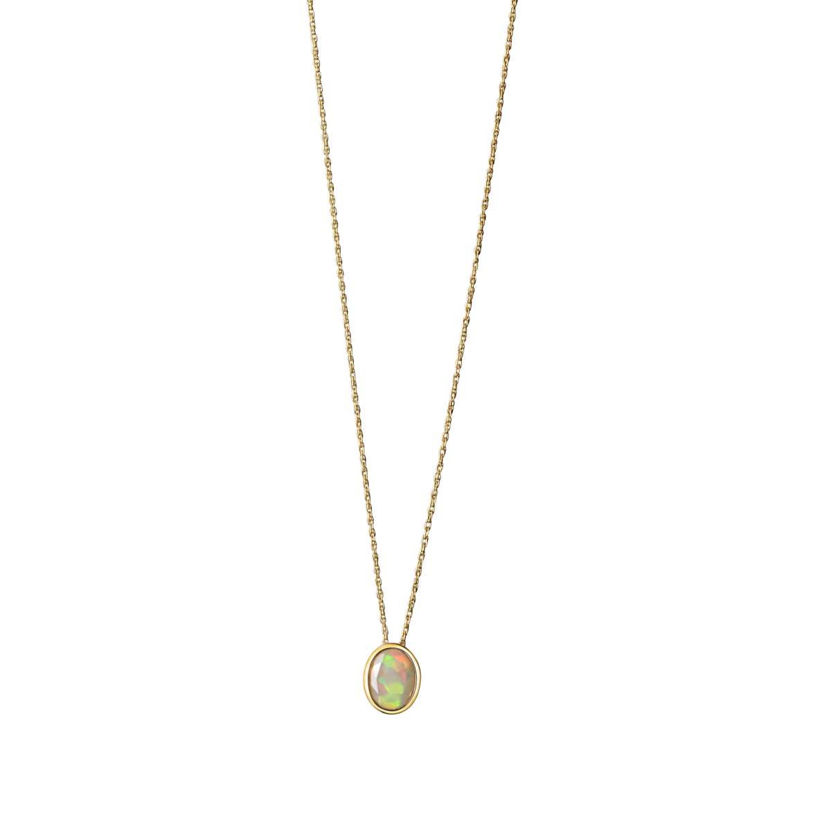 Anhänger mit Kette Ankerkette 585/- Gold 46cm Opal